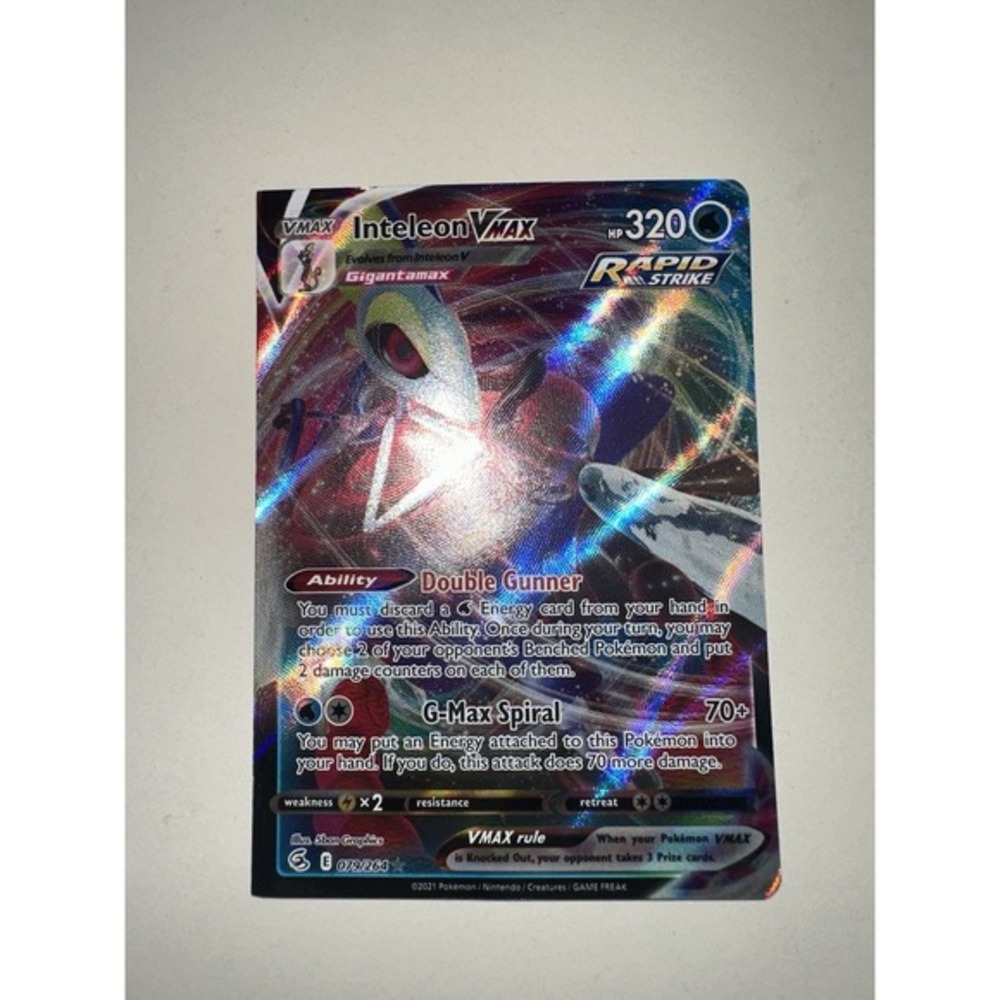 2‎ square corners MISCUT ERROR pokemon card Inteleon VMAX 079/264 Fusion Strike